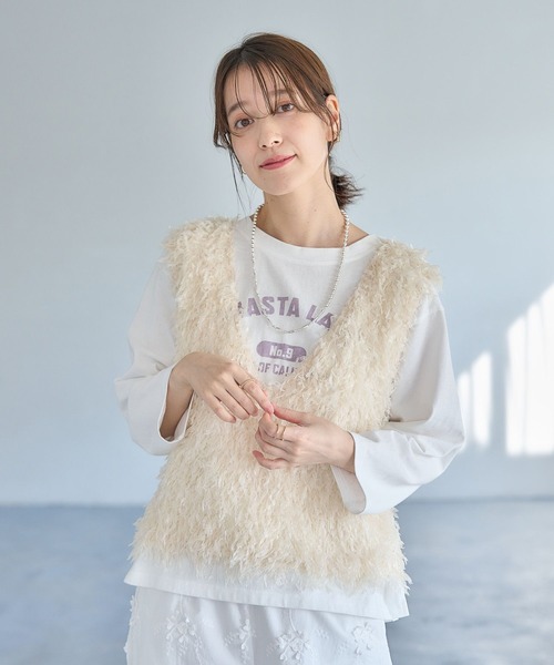 studio CLIP（スタディオクリップ）の「着丈選べるフリンジベスト（ベスト・レディース・グレー/ナチュラル/ベージュ・LARGE/MEDIUM）」の9枚目の写真