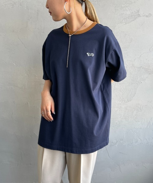 TOWNCRAFT（タウンクラフト）の「[TOWN CRAFT/タウンクラフト・THE FOX/ザフォックス] 別注 ワンポイントロゴワッペン リンガーTシャツ（Tシャツ/カットソー・レディース・ベージュ/ブラック/チャコール/オフホワイト/ライトグレー/ネイビー・L/M/S/XS）」の13枚目の写真
