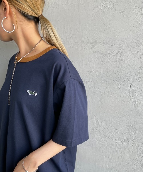 TOWNCRAFT（タウンクラフト）の「[TOWN CRAFT/タウンクラフト・THE FOX/ザフォックス] 別注 ワンポイントロゴワッペン リンガーTシャツ（Tシャツ/カットソー・レディース・ベージュ/ブラック/チャコール/オフホワイト/ライトグレー/ネイビー・L/M/S/XS）」の16枚目の写真