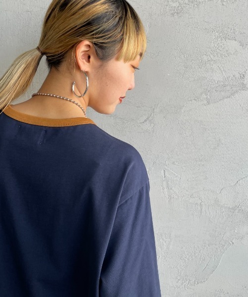 TOWNCRAFT（タウンクラフト）の「[TOWN CRAFT/タウンクラフト・THE FOX/ザフォックス] 別注 ワンポイントロゴワッペン リンガーTシャツ（Tシャツ/カットソー・レディース・ベージュ/ブラック/チャコール/オフホワイト/ライトグレー/ネイビー・L/M/S/XS）」の17枚目の写真