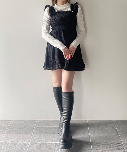 one way（ワンウェイ）の「2way肩リボンミニワンピース（ワンピース・レディース・ホワイト/ブラック/ブラック系その他/ホワイト系その他/ブルー系その他/グレー系その他/ホワイト系その他2/ブラック系その他2/ダークグリーン/ブラウン系その他/ベージュ系その他/グレー系その他2/ネイビー系/ブラック系その他3・FREE）」の20枚目の写真