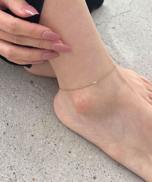 CEMONEMO（セモネモ）の「【金属アレルギー対応】 ステーションチェーン アンクレット / サージカルステンレス316L（アンクレット・レディース・シルバー/ゴールド・FREE）」の9枚目の写真
