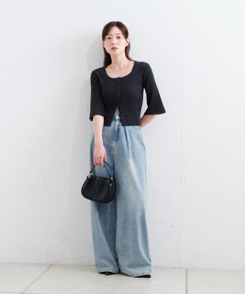【完売品】Kastane スーパーワイドネップデニムパンツ 8.3(日)新色発売/低身長サイズ/2サイズ展開】スーパーワイド