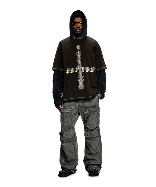 ★ドイツ発*DIESEL*T-Boxt-R4 アシッドウォッシュTシャツ/B★ T-BOXT-R4 Acid-wash T-shirt with printed graphics｜ホワイト