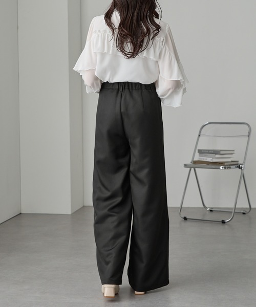 Cieluna(シエルナ)の「【Cieluna】ウエストラップワイドストレートスラックスパンツ(スラックス・レディース・ブラック/チャコールグレー・S/M/L)」の13枚目の写真