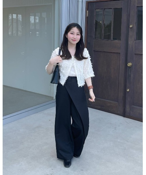 Cieluna】ウエストラップワイドストレートスラックスパンツ