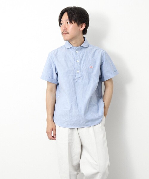 DANTON（ダントン）の「【DANTON/ダントン】ROUND COLLAR P.O SHIRT SS 25SS（シャツ/ブラウス・メンズ・ホワイト/キナリ/ブルー・38/40/42/44）」の5枚目の写真