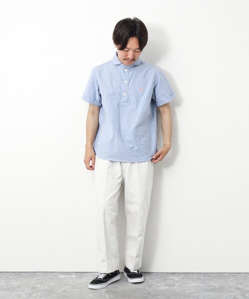 DANTON（ダントン）の「【DANTON/ダントン】ROUND COLLAR P.O SHIRT SS 25SS（シャツ/ブラウス・メンズ・ホワイト/キナリ/ブルー・38/40/42/44）」の8枚目の写真