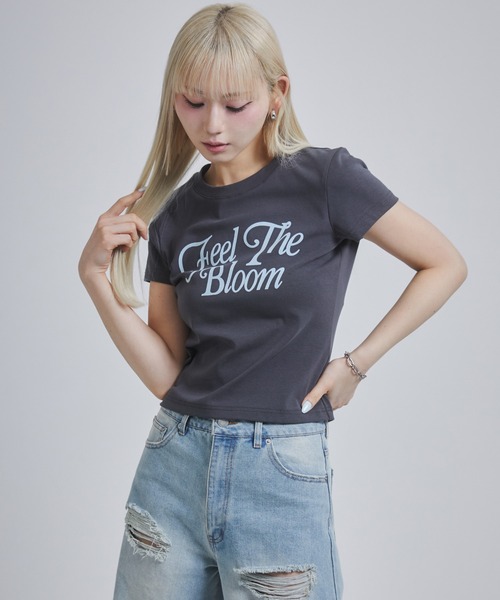 ENVYM(アンビー)の「フロッキープリントロゴTシャツ(Tシャツ/カットソー・レディース・ブラック/ホワイト/サックスブルー/ダークグレー・FREE)」の6枚目の写真
