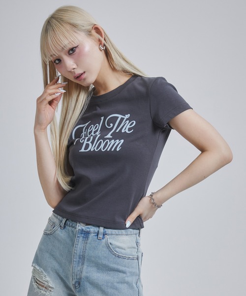 ENVYM(アンビー)の「フロッキープリントロゴTシャツ(Tシャツ/カットソー・レディース・ブラック/ホワイト/サックスブルー/ダークグレー・FREE)」の7枚目の写真
