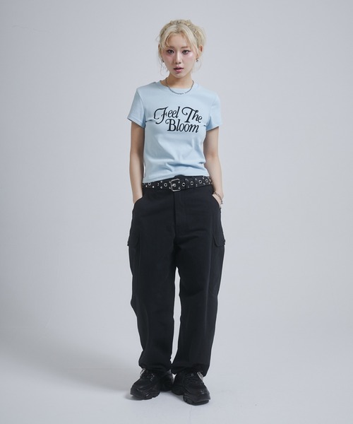 ENVYM(アンビー)の「フロッキープリントロゴTシャツ(Tシャツ/カットソー・レディース・ブラック/ホワイト/サックスブルー/ダークグレー・FREE)」の15枚目の写真
