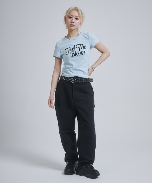 ENVYM(アンビー)の「フロッキープリントロゴTシャツ(Tシャツ/カットソー・レディース・ブラック/ホワイト/サックスブルー/ダークグレー・FREE)」の16枚目の写真