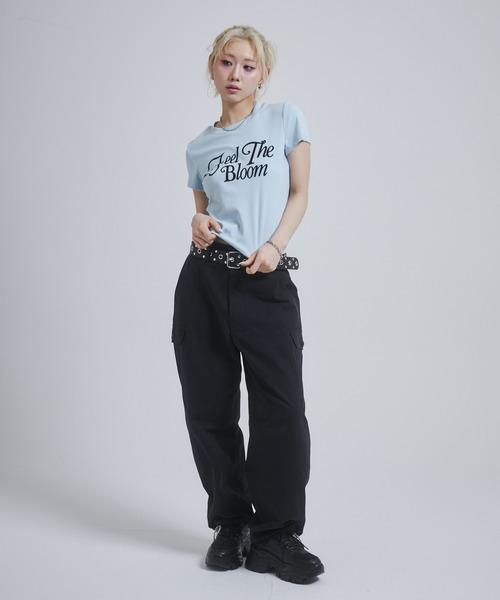 ENVYM(アンビー)の「フロッキープリントロゴTシャツ(Tシャツ/カットソー・レディース・ブラック/ホワイト/サックスブルー/ダークグレー・FREE)」の17枚目の写真