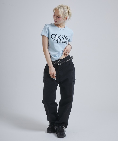 ENVYM(アンビー)の「フロッキープリントロゴTシャツ(Tシャツ/カットソー・レディース・ブラック/ホワイト/サックスブルー/ダークグレー・FREE)」の10枚目の写真