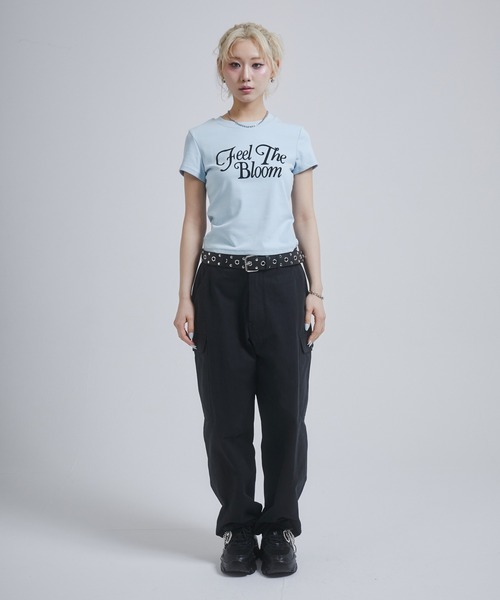 ENVYM(アンビー)の「フロッキープリントロゴTシャツ(Tシャツ/カットソー・レディース・ブラック/ホワイト/サックスブルー/ダークグレー・FREE)」の11枚目の写真