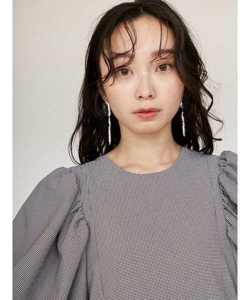 emmi(エミ)の「パフスリーブサッカーワンピース(ワンピース・レディース・ホワイト/オレンジ/チェック・1/0)」の10枚目の写真
