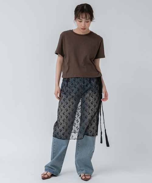 HEILIS(ヘイリス)の「バリエーションカラーコンパクトコットンTシャツ/半袖 コンパクト クロップド 短丈 黒 白 白T 春服 インナー 夏服 クルーネック ピンク イエロー バターイエロー ブラウン レッド 赤 ノームコア 韓国(Tシャツ/カットソー・レディース・レッド/ピンク/ブラウン/ホワイト/イエロー/ブラック・FREE)」の7枚目の写真