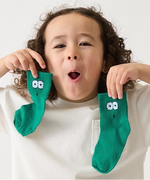 b・ROOM（ビールーム）の「アソートフェイスソックス（ソックス/靴下・キッズ・イエロー/ブルー/スモークピンク/グリーン/オレンジ・M/L）」の2枚目の写真