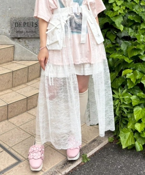 Candy Stripper（キャンディストリッパー）の「LACY WRAP スカート（スカート・レディース・オフホワイト/スモークピンク/ブラック・FREE）」の2枚目の写真