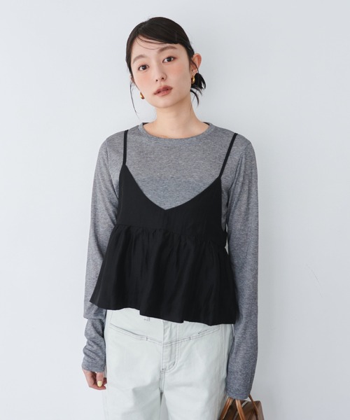 セール】ビスチェ付きシアートップス（Tシャツ/カットソー