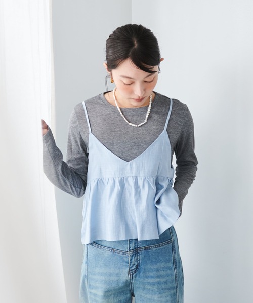 セール】ビスチェ付きシアートップス（Tシャツ/カットソー