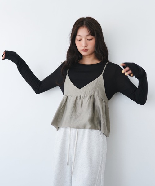 セール】ビスチェ付きシアートップス（Tシャツ/カットソー