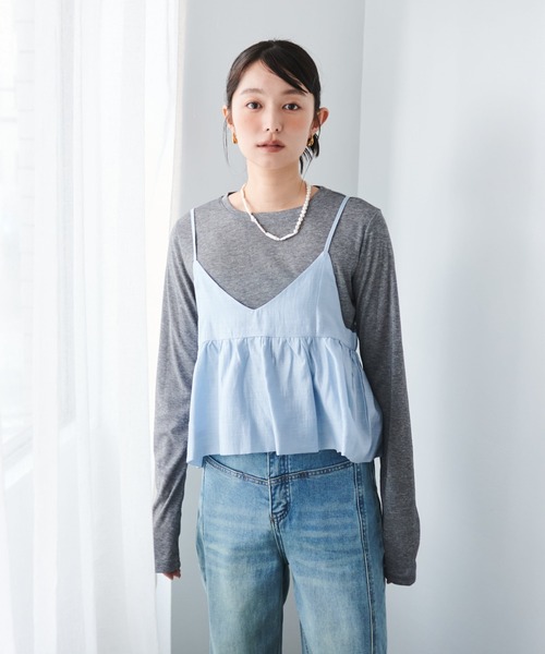 セール】ビスチェ付きシアートップス（Tシャツ/カットソー