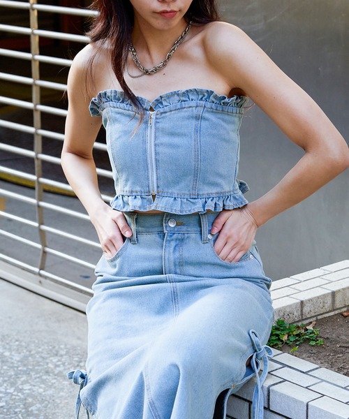 GORGE(ゴージ)の「デニムビスチェ(その他トップス・レディース・サックスブルー/ブルー・F)」の14枚目の写真