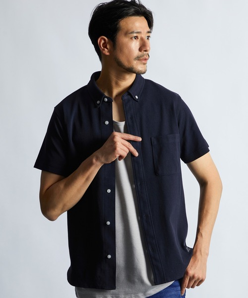 LANVIN en Bleu（ランバンオンブルー）の「速乾・防シワ 「COOLFIBER」 台衿付 ビジカジ対応 綺麗目 シャツタイプポロ（ポロシャツ・メンズ・ブラック/ネイビー/ブルー/ホワイト・46/52/50/48）」の3枚目の写真