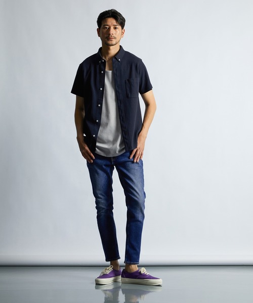 LANVIN en Bleu（ランバンオンブルー）の「速乾・防シワ 「COOLFIBER」 台衿付 ビジカジ対応 綺麗目 シャツタイプポロ（ポロシャツ・メンズ・ブラック/ネイビー/ブルー/ホワイト・46/52/50/48）」の10枚目の写真