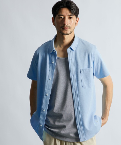 速乾・防シワ 「COOLFIBER」 台衿付 ビジカジ対応 綺麗目 シャツ