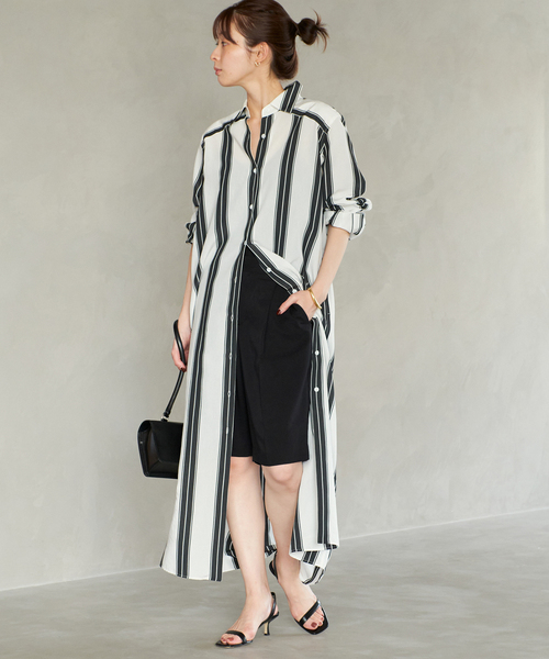 plage（プラージュ）の「R’IAM ストライプワンピース（シャツワンピース・レディース・ブラウン/ホワイト・38/36）」の10枚目の写真