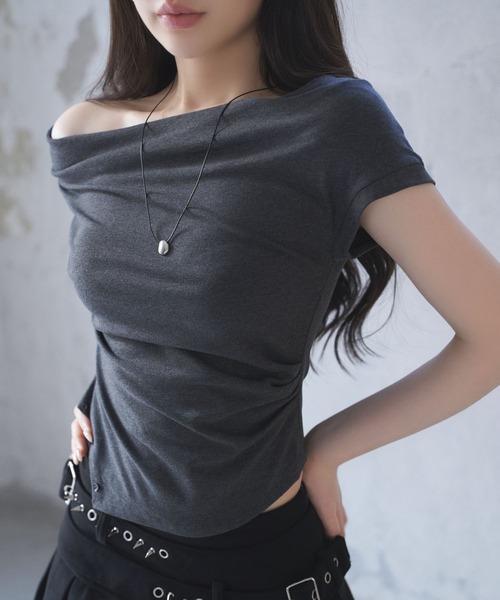 SAISON DE PAPILLON(セゾンドパピヨン)の「ドレープネックカットソーTシャツ【ZOZOTOWN限定アイテム】(Tシャツ/カットソー・レディース・チャコール/グレー/ホワイト・フリー)」の10枚目の写真