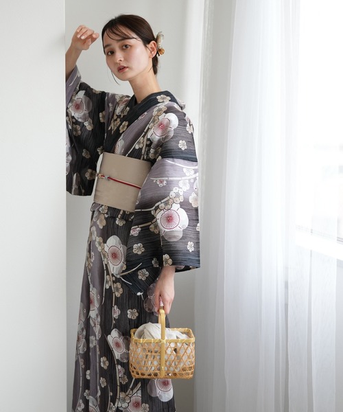 utatane(ウタタネ)の「2026新作 選べる浴衣3点セット utataneオリジナル(浴衣・レディース・グリーン系1/ブラック系1/パープル系1/ネイビー系1/ブラック系2/ブルー系1/グレー系1/グレー系2/ブルー系2・FREE)」の4枚目の写真