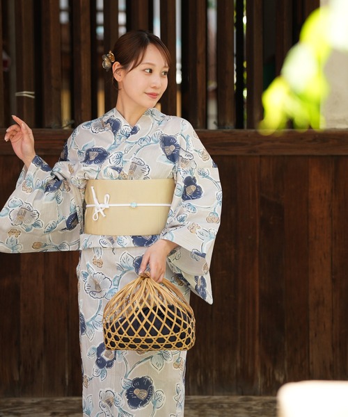 utatane(ウタタネ)の「2026新作 選べる浴衣3点セット utataneオリジナル(浴衣・レディース・グリーン系1/ブラック系1/パープル系1/ネイビー系1/ブラック系2/ブルー系1/グレー系1/グレー系2/ブルー系2・FREE)」の5枚目の写真