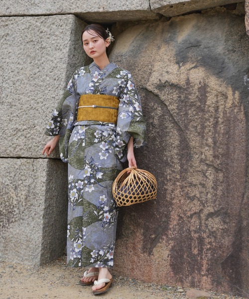 utatane(ウタタネ)の「2026新作 選べる浴衣3点セット utataneオリジナル(浴衣・レディース・グリーン系1/ブラック系1/パープル系1/ネイビー系1/ブラック系2/ブルー系1/グレー系1/グレー系2/ブルー系2・FREE)」の6枚目の写真