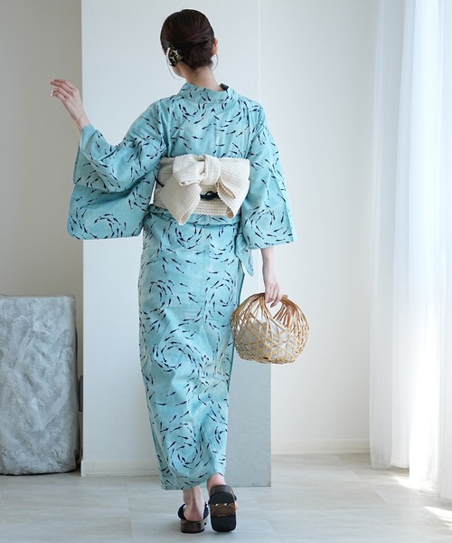 utatane(ウタタネ)の「2026新作 選べる浴衣3点セット utataneオリジナル(浴衣・レディース・グリーン系1/ブラック系1/パープル系1/ネイビー系1/ブラック系2/ブルー系1/グレー系1/グレー系2/ブルー系2・FREE)」の13枚目の写真