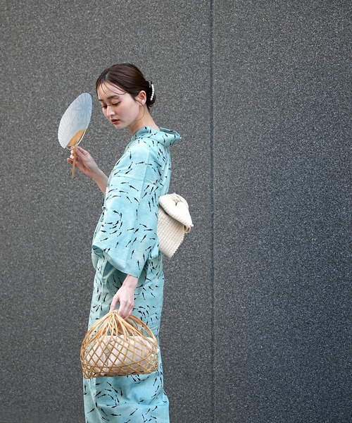 utatane(ウタタネ)の「2026新作 選べる浴衣3点セット utataneオリジナル(浴衣・レディース・グリーン系1/ブラック系1/パープル系1/ネイビー系1/ブラック系2/ブルー系1/グレー系1/グレー系2/ブルー系2・FREE)」の10枚目の写真