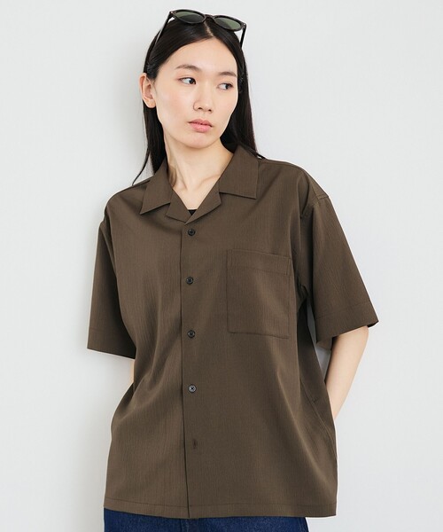 City Ambient Products(シティアンビエントプロダクツ)の「City Ambient Products: オープンカラー 楊柳 ソリッド ショートスリーブ シャツ(シャツ/ブラウス・メンズ・ライトグレー/ブラウン/ダークグレー/ロイヤルブルー・SMALL/MEDIUM/LARGE)」の3枚目の写真