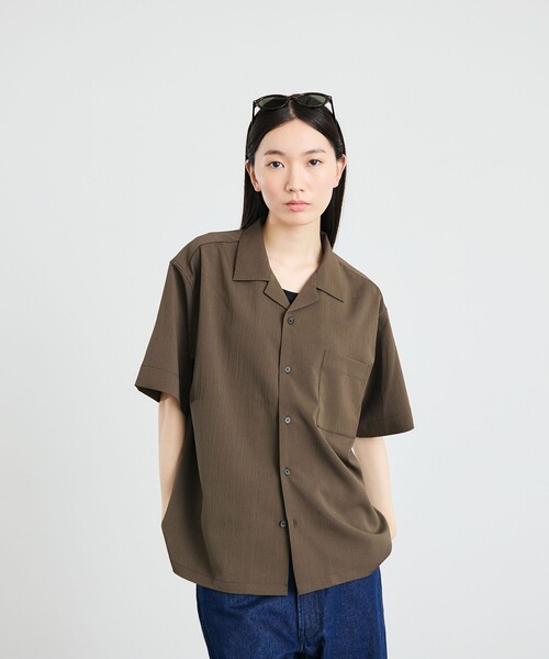 City Ambient Products(シティアンビエントプロダクツ)の「City Ambient Products: オープンカラー 楊柳 ソリッド ショートスリーブ シャツ(シャツ/ブラウス・メンズ・ライトグレー/ブラウン/ダークグレー/ロイヤルブルー・SMALL/MEDIUM/LARGE)」の5枚目の写真
