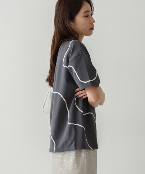 Bab(バブ)の「コード刺繍使いTシャツ(Tシャツ/カットソー・レディース・グリーン/オフホワイト/チャコールグレー・FREE)」の22枚目の写真