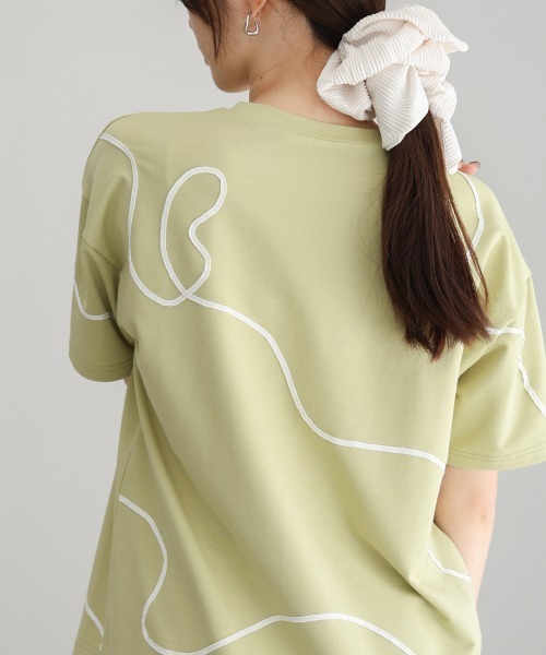 Bab(バブ)の「コード刺繍使いTシャツ(Tシャツ/カットソー・レディース・グリーン/オフホワイト/チャコールグレー・FREE)」の14枚目の写真
