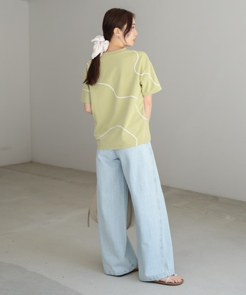 Bab(バブ)の「コード刺繍使いTシャツ(Tシャツ/カットソー・レディース・グリーン/オフホワイト/チャコールグレー・FREE)」の13枚目の写真