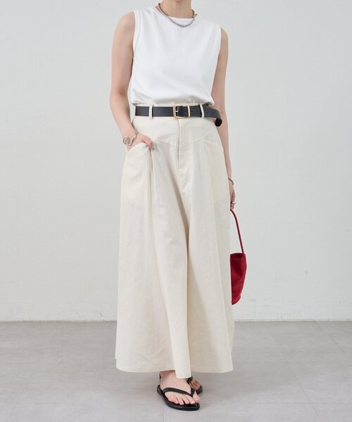 SHENERY（シーナリー）の「リブコンパクトノースリーブ（Tシャツ/カットソー・レディース・ブラック/オフホワイト/グレー/オレンジ/ブラウン/サックスブルー/ピンク/ベージュ・FREE）」の9枚目の写真