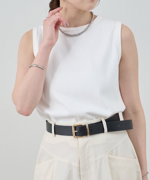 SHENERY（シーナリー）の「リブコンパクトノースリーブ（Tシャツ/カットソー・レディース・ブラック/オフホワイト/グレー/オレンジ/ブラウン/サックスブルー/ピンク/ベージュ・FREE）」の14枚目の写真