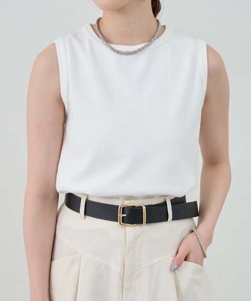 SHENERY（シーナリー）の「リブコンパクトノースリーブ（Tシャツ/カットソー・レディース・ブラック/オフホワイト/グレー/オレンジ/ブラウン/サックスブルー/ピンク/ベージュ・FREE）」の15枚目の写真