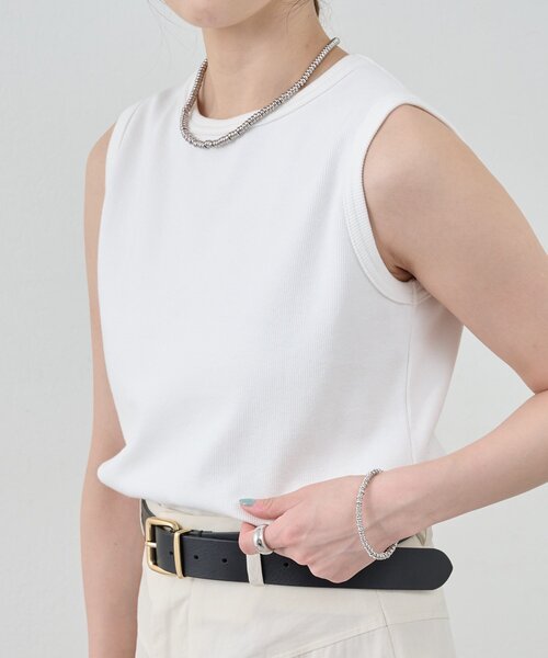 SHENERY（シーナリー）の「リブコンパクトノースリーブ（Tシャツ/カットソー・レディース・ブラック/オフホワイト/グレー/オレンジ/ブラウン/サックスブルー/ピンク/ベージュ・FREE）」の16枚目の写真