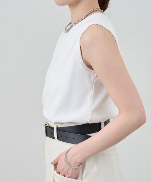 SHENERY（シーナリー）の「リブコンパクトノースリーブ（Tシャツ/カットソー・レディース・ブラック/オフホワイト/グレー/オレンジ/ブラウン/サックスブルー/ピンク/ベージュ・FREE）」の17枚目の写真