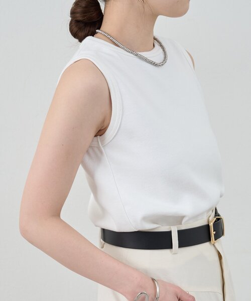 SHENERY（シーナリー）の「リブコンパクトノースリーブ（Tシャツ/カットソー・レディース・ブラック/オフホワイト/グレー/オレンジ/ブラウン/サックスブルー/ピンク/ベージュ・FREE）」の20枚目の写真