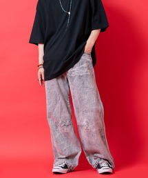 a.p.o.v. ワイドフレアヴィンテージライクブリーチウォッシュドデニムパンツ